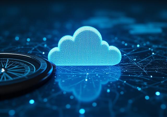 Illustration of cloud computing and nautical navigation concepts